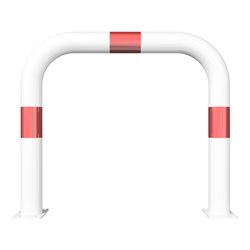 Schake Schutzbügel Ø76 mm, Breite 750 mm, Höhe über Flur 650mm, weiss / rot, zum Aufdübeln