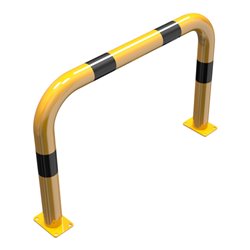 Schake Schutzbügel Ø76 mm, Breite 1000 mm, Höhe über Flur 650mm, gelb / schwarz, zum Aufdübeln