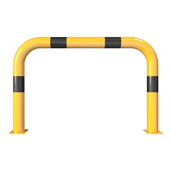 Schake Schutzbügel Ø76 mm, Breite 1000 mm, Höhe über Flur 650mm, gelb / schwarz, zum Aufdübeln