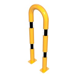 Schake Schutzbügel Ø76 mm, Breite 400 mm, Höhe über Flur 1150mm, gelb / schwarz, zum Aufdübeln