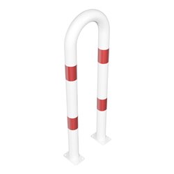 Schake Schutzbügel Ø76 mm, Breite 400 mm, Höhe über Flur 1150mm, weiss / rot, zum Aufdübeln