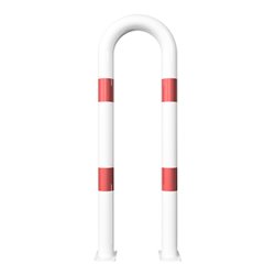 Schake Schutzbügel Ø76 mm, Breite 400 mm, Höhe über Flur 1150mm, weiss / rot, zum Aufdübeln