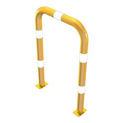 Schake Schutzbügel Ø76 mm, Breite 750 mm, Höhe über Flur 1150mm, gelb / schwarz, zum Aufdübeln