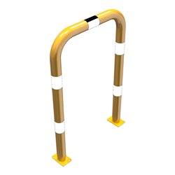 Schake Schutzbügel Ø76 mm, Breite 750 mm, Höhe über Flur 1150mm, gelb / schwarz, zum Aufdübeln