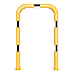 Schake Schutzbügel Ø76 mm, Breite 750 mm, Höhe über Flur 1150mm, gelb / schwarz, zum Aufdübeln