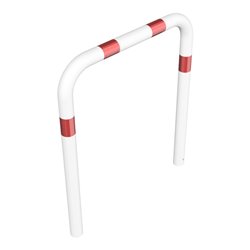 Schake Schutzbügel Ø76 mm, Breite 1000 mm, Höhe über Flur 650mm, zum Einbetonieren, weiß / rot