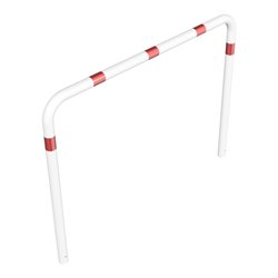 Schake Abweisebügel aus Stahlrohr Ø76mm Breite: 2000mm, Höhe: 1500 mm ohne Querholm, weiß / rot