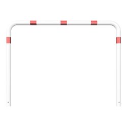 Schake Abweisebügel aus Stahlrohr Ø76mm Breite: 2000mm, Höhe: 1500 mm ohne Querholm, weiß / rot