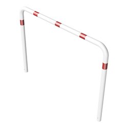 Schake Abweisebügel aus Stahlrohr Ø76mm Breite: 2000mm, Höhe: 1500 mm ohne Querholm, weiß / rot