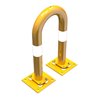 Schake Schutzbügel Ø76 mm, Breite 400 mm, Höhe über Flur 650mm, gelb / schwarz, elastisch neigbar + Bodenplatte 220x220mm