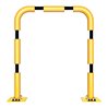 Schake Schutzbügel Ø76 mm, Breite 1000 mm, Höhe über Flur 1150 mm, gelb / schwarz, elastisch neigbar + Bodenplatte 220x220mm