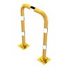 Schake Schutzbügel Ø76 mm, Breite 750 mm, Höhe über Flur 1150 mm, gelb / schwarz, elastisch neigbar + Bodenplatte 220x220mm