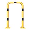 Schake Schutzbügel Ø76 mm, Breite 750 mm, Höhe über Flur 1150 mm, gelb / schwarz, elastisch neigbar + Bodenplatte 220x220mm