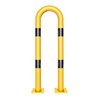 Schake Schutzbügel Ø76 mm, Breite 400 mm, Höhe über Flur 1150mm, gelb / schwarz, abnehmbar + Bodenplatte 160x180mm