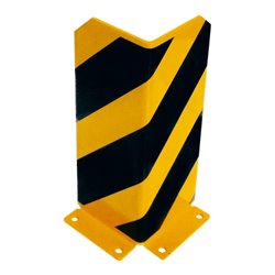 Schake Anfahrschutzwinkel, standard Stahlblech 5mm, gelb, beschichtet, + schwarzen Streifen, Schenkellänge 160mm, Höhe 200mm