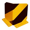 Schake Anfahrschutzwinkel, standard Stahlblech 5mm, gelb, beschichtet, + schwarzen Streifen (Folie beigelegt), Schenkellänge 160