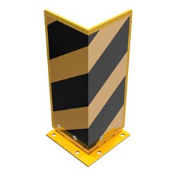 Schake Anfahrschutz, elastisch Stahlblech 6mm stark, gelb, beschichtet, + schwarzen Streifen, zum Aufdüben Höhe: 400 mm Schenkel