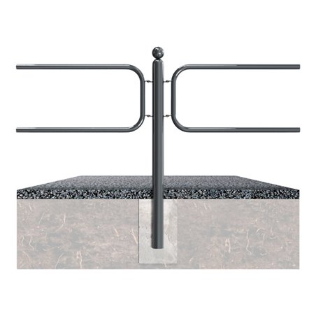 Schake Absperrstilpfosten für Rahmenelement Typ 478B, ortsfest, zum Einbetonieren, Ø 76mm + Kugelkopf, beschichtet, + 4 Anschlus