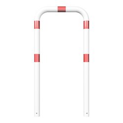 Schake Schutzbügel Ø76 mm, Breite 750 mm, Höhe über Flur 1150mm, zum Einbetonieren, weiß / rot