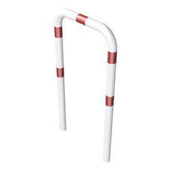 Schake Schutzbügel Ø76 mm, Breite 750 mm, Höhe über Flur 1150mm, zum Einbetonieren, weiß / rot