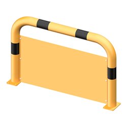 Schake Schutzbügel + Unterfahrschutz Ø76 mm, Breite 750 mm, Höhe über Flur 650mm, gelb / schwarz, zum Aufdübeln