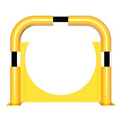 Schake Schutzbügel + Unterfahrschutz Ø76 mm, Breite 750 mm, Höhe über Flur 650mm, gelb / schwarz, zum Aufdübeln