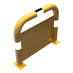 Schake Schutzbügel + Unterfahrschutz Ø76 mm, Breite 750 mm, Höhe über Flur 650mm, gelb / schwarz, zum Aufdübeln