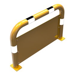 Schake Schutzbügel + Unterfahrschutz Ø76 mm, Breite 1000 mm, Höhe über Flur 650mm, gelb / schwarz, zum Aufdübeln