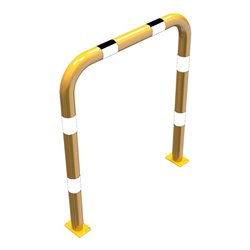 Schake Schutzbügel Ø76 mm, Breite 1000 mm, Höhe über Flur 1150mm, gelb / schwarz, zum Aufdübeln