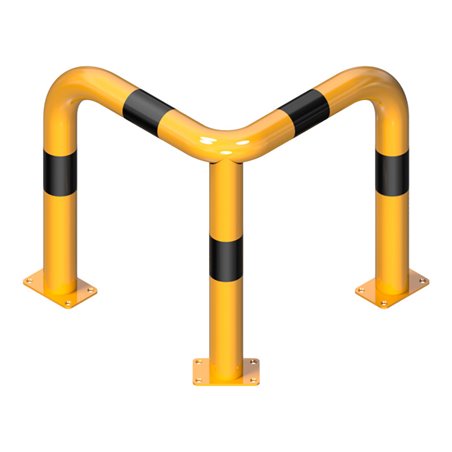 Schake Schutzwinkel 90°, Ø76 mm, 350 mm x 350 mm, Höhe über Flur 650mm, zum Einbetonieren, gelb / schwarz