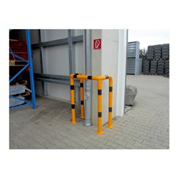 Schake Schutzwinkel 90°, Ø76 mm, 350 mm x 350 mm, Höhe über Flur 650mm, zum Einbetonieren, gelb / schwarz