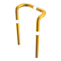 Schake Rammschutzbügel Doppelbügel, vertiefte Ausführung Gesamttiefe: ca. 350mm + 2 Standpfosten gelb/schwarz Breite: 750 mm, Hö