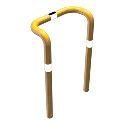 Schake Rammschutzbügel Doppelbügel, vertiefte Ausführung Gesamttiefe: ca. 350mm + 2 Standpfosten gelb/schwarz Breite: 750 mm, Hö