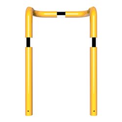 Schake Rammschutzbügel Doppelbügel, vertiefte Ausführung Gesamttiefe: ca. 350mm + 2 Standpfosten gelb/schwarz Breite: 750 mm, Hö