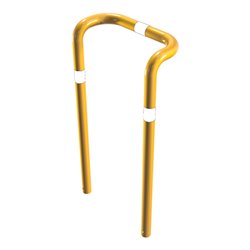 Schake Rammschutzbügel Doppelbügel, vertiefte Ausführung Gesamttiefe: ca. 350mm + 2 Standpfosten gelb/schwarz Breite: 750 mm, Hö