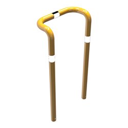 Schake Rammschutzbügel Doppelbügel, vertiefte Ausführung Gesamttiefe: ca. 350mm + 2 Standpfosten gelb/schwarz Breite: 750 mm, Hö