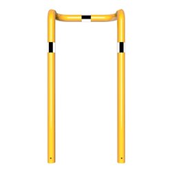 Schake Rammschutzbügel Doppelbügel, vertiefte Ausführung Gesamttiefe: ca. 350mm + 2 Standpfosten gelb/schwarz Breite: 750 mm, Hö