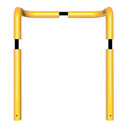 Schake Rammschutzbügel Doppelbügel, vertiefte Ausführung Gesamttiefe: ca. 350mm + 2 Standpfosten gelb/schwarz Breite: 1000 mm, H