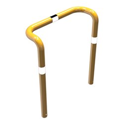 Schake Rammschutzbügel Doppelbügel, vertiefte Ausführung Gesamttiefe: ca. 350mm + 2 Standpfosten gelb/schwarz Breite: 1000 mm, H