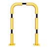 Schake Schutzbügel Ø76 mm, Breite 750 mm, Höhe über Flur 1150mm, gelb / schwarz, abnehmbar + Bodenplatte 160x180mm