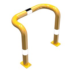 Schake Rammschutzbügel Doppelbügel, vertiefte Ausführung Gesamttiefe: ca. 350mm + 2 Standpfosten gelb/schwarz Breite: 750 mm, Hö