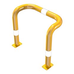 Schake Rammschutzbügel Doppelbügel, vertiefte Ausführung Gesamttiefe: ca. 350mm + 2 Standpfosten gelb/schwarz Breite: 750 mm, Hö