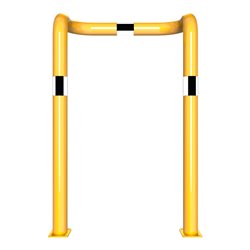 Schake Rammschutzbügel Doppelbügel, vertiefte Ausführung Gesamttiefe: ca. 350mm + 2 Standpfosten gelb/schwarz Breite: 750 mm, Hö
