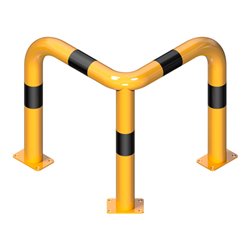 Schake Schutzwinkel 90°, Ø76 mm, 350 mm x 350 mm, Höhe über Flur 1150mm, zum Einbetonieren, gelb / schwarz