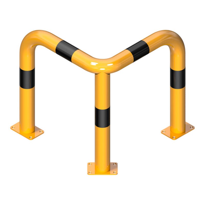 Schake Schutzwinkel 90°, Ø76 mm, 350 mm x 350 mm, Höhe über Flur 1150mm, zum Einbetonieren, gelb / schwarz