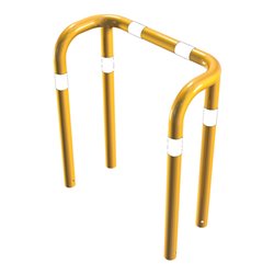 Schake Rammschutzbügel Doppelbügel, Gesamttiefe 400 mm + 4 Standpfosten gelb/schwarz Breite: 1000 mm, Höhe Überflur: 650 mm zum 