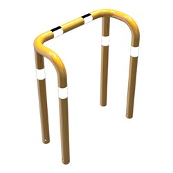 Schake Rammschutzbügel Doppelbügel, Gesamttiefe 400 mm + 4 Standpfosten gelb/schwarz Breite: 1000 mm, Höhe Überflur: 650 mm zum 