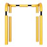 Schake Rammschutzbügel Doppelbügel, Gesamttiefe 400 mm + 4 Standpfosten gelb/schwarz Breite: 1000 mm, Höhe Überflur: 650 mm zum 