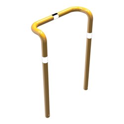 Schake Rammschutzbügel Doppelbügel, vertiefte Ausführung Gesamttiefe: ca. 350mm + 2 Standpfosten gelb/schwarz Breite: 1000 mm, H