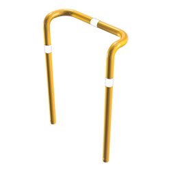 Schake Rammschutzbügel Doppelbügel, vertiefte Ausführung Gesamttiefe: ca. 350mm + 2 Standpfosten gelb/schwarz Breite: 1000 mm, H